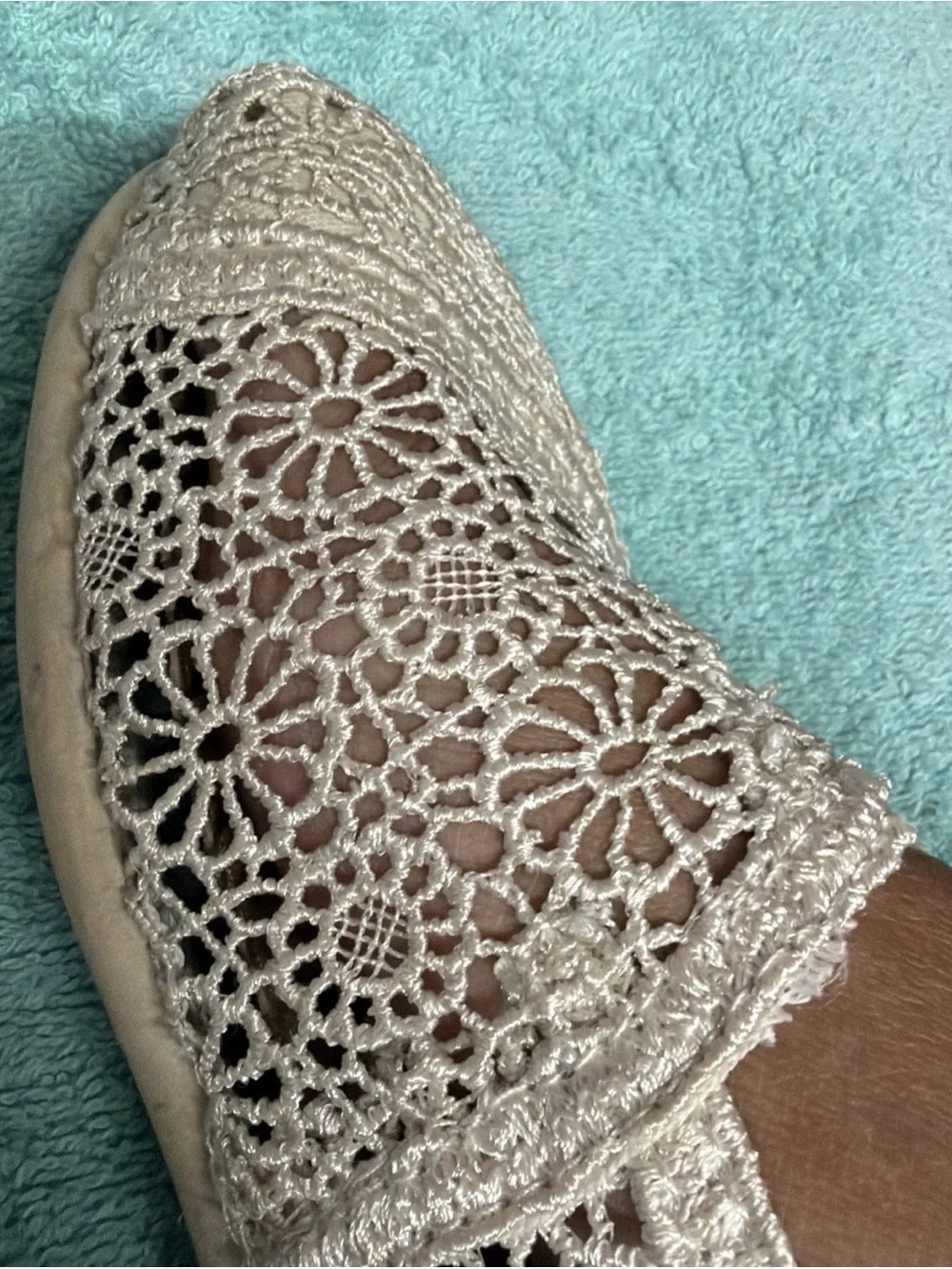 TOMS Women's Ivory Crochet Slip-On Shoe 8W